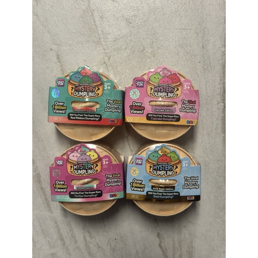 NEW Viral RMS Mystery Mini Dumpling Cupcake- Red Ribbon - Gold -Tie-Dye Lot Of 4